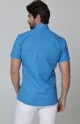 Bradford Deep Ocean Short Sleeve Shirt w/ White Verona Italian Linen Pants