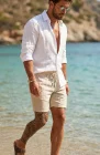 Veradero Light Sand Men's Linen Shorts