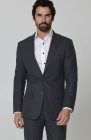 Charcoal Monte Carlo Linen Suit Jacket, w/ Charcoal Verona Pants and White Beckford Linen Groom Shirt