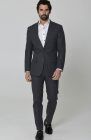 Charcoal Monte Carlo Linen Suit Jacket, w/ Charcoal Verona Pants and White Beckford Linen Groom Shirt