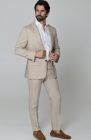 Monte Carlo Summer Linen Suit Jacket in Latte with Verona Italian Linen Pants in Latte