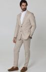 Monte Carlo Summer Linen Suit Jacket in Latte with Verona Italian Linen Pants in Latte