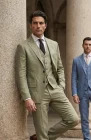 Monte Carlo Summer Linen Suit Sage with Sage Monaco Vest, and Verona Italian Linen Pants in Sage