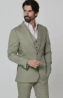 Monte Carlo Summer Linen Suit Sage with Sage Monaco Vest, and Verona Italian Linen Pants in Sage