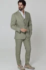 Monte Carlo Summer Linen Suit Sage with Sage Monaco Vest, and Verona Italian Linen Pants in Sage