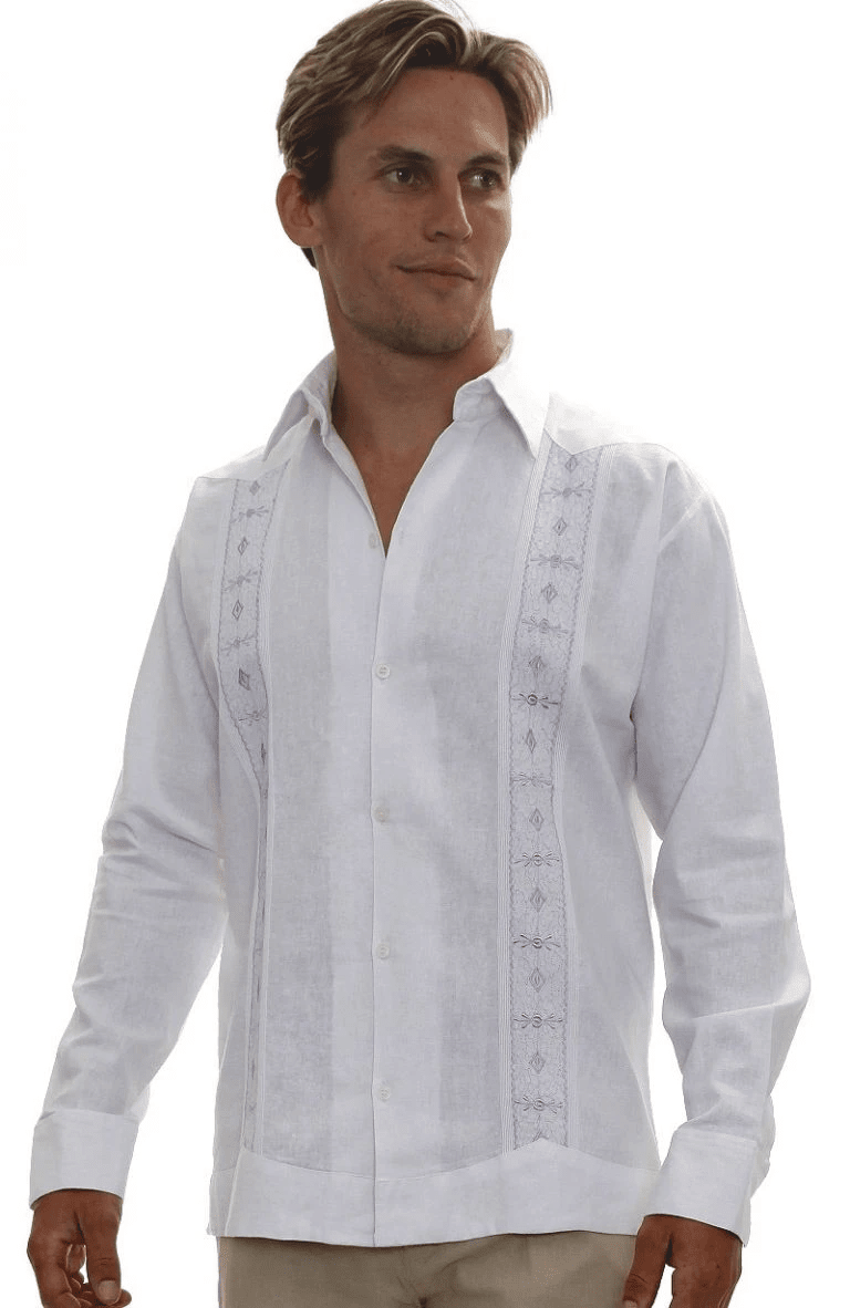 dress code guayabera formal Linen Embroidered French Cuff Guayabera Shirt – Cubavera