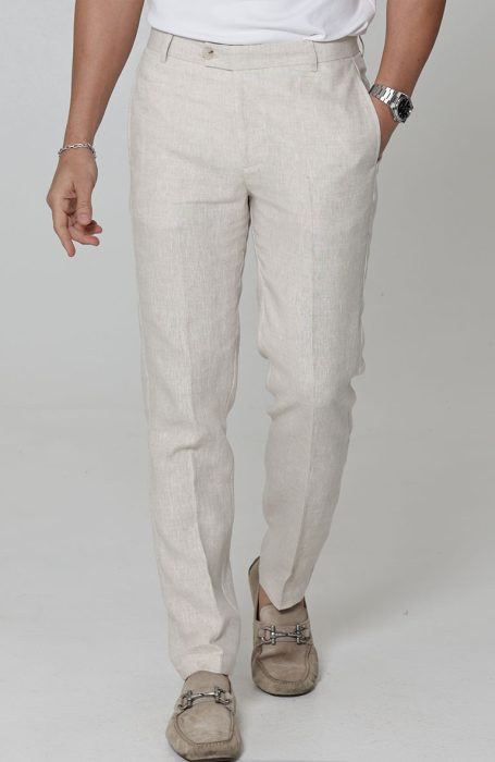 knee length dresses for ladies Mens Linen Pants Palermo in Natural Melange main image 0