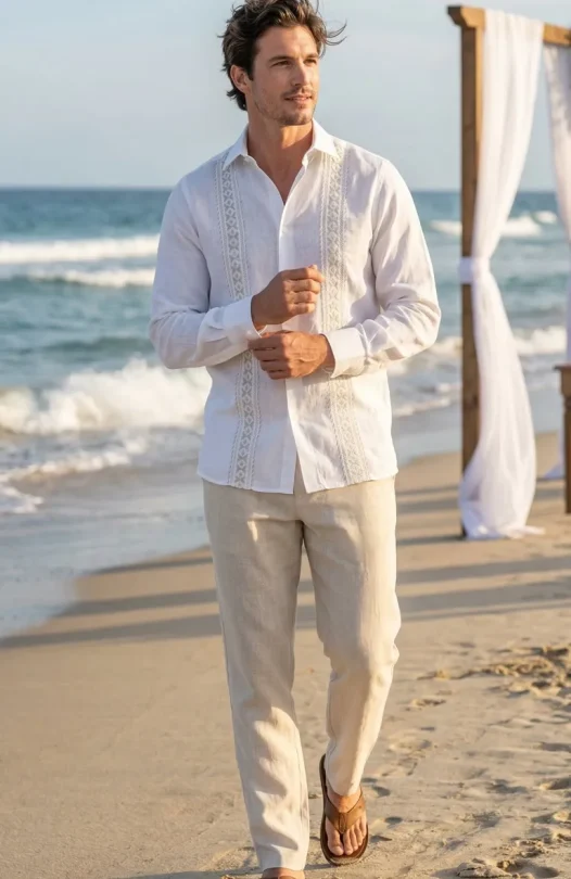 guayabera dress shirts Howler Brothers HFTTMM Shirt Handmade in Yucatán Mexico White Lux Four Pocket Traditional
