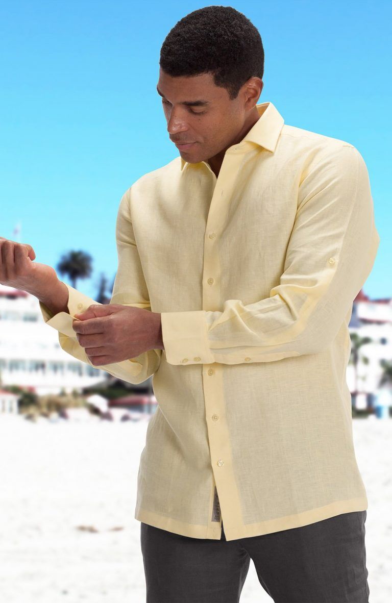 Wedding shirt in Butter, Smoke Pants