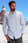 Bradford Linen Wedding Shirt in Ice Blue