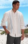 Isola- White With Ocean Blue Linen Wedding Shirt