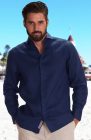 Bradford Linen Wedding shirt in Cobalt, Natural Pants