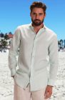 Consider going with a classic Bradford when buying men's linen shirts for beach weddings