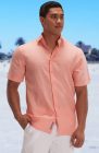 Bradford Short Sleeve Linen Wedding Beach shirt in Peach