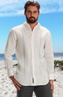 Mauritius- Bone /Sky Linen Pintuck Embroidered Wedding Shirt