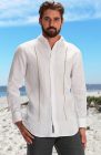 Mauritius- White /Natural Linen Pintuck Embroidered Wedding Shirt