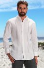 Mauritius- White /Silver Gray Linen Pintuck Embroidered Wedding Shirt
