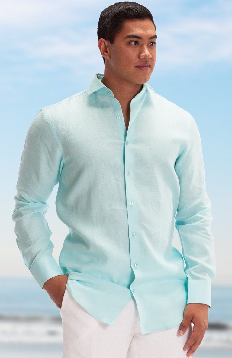 Beckford Men’s Casual Linen Shirts Salmon with