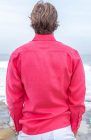 Coral Linen Shirt Back View