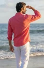 Bradford Linen Wedding shirt in Coral Reef