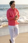 Bradford Linen Wedding shirt in Coral Reef