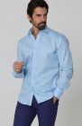 Bradford Linen Shirt in Ice Blue and Navy Verona Pants