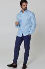 Bradford Linen Shirt in Ice Blue and Navy Verona Pants