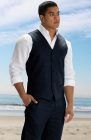 Monaco Linen Vest in Navy, with Navy Verona Pants and our Bradford White Linen Long Sleeve Shirt.