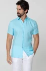 Beach Wedding Attire for Men's Bradford Linen Short Sleeve Shirt in Pool White Verona Pants