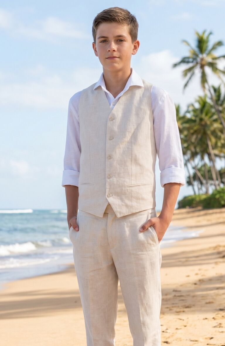 Monaco Vest in Natural White Shirt