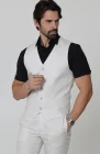 Monaco Italian Linen Vest in Light Sand, Bradford Italian Linen Shirt in Black with Verona Italian Linen Pants in Light Sand