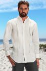 Mauritius- Bone/Natural Linen Pintuck Embroidered Wedding Shirt