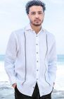 Mauritius White with Black Emb/Buttons, Dark Gray/ Charcoal Velero Pants