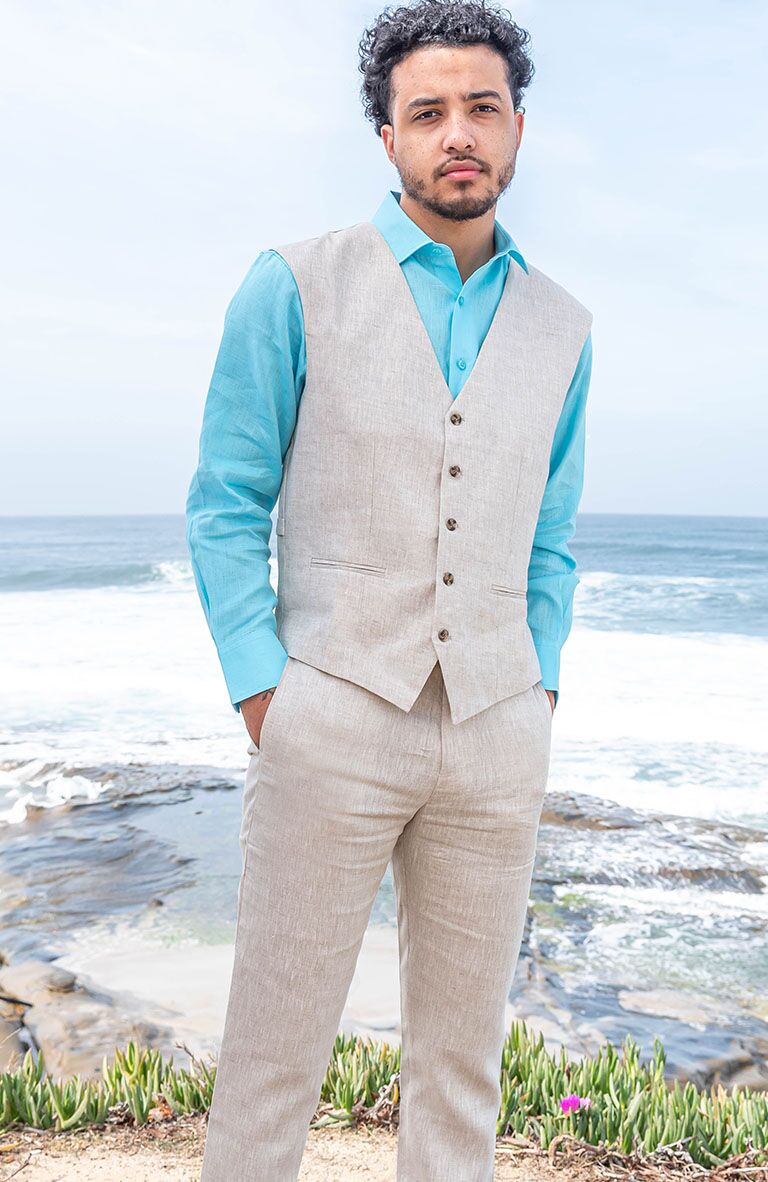 Monaco Vest in Natural, Pool Bradford, Natural Verona