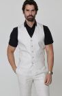 Monaco Italian Linen Vest in Light Sand, Bradford Italian Linen Shirt in Black with Verona Italian Linen Pants in Light Sand