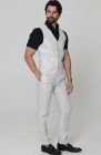 Monaco Italian Linen Vest in Light Sand, Bradford Italian Linen Shirt in Black with Verona Italian Linen Pants in Light Sand