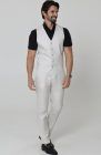 Monaco Italian Linen Vest in Light Sand, Bradford Italian Linen Shirt in Black with Verona Italian Linen Pants in Light Sand