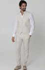 Monaco Vest in Natural, White Bradford, Natural Verona Linen Pants