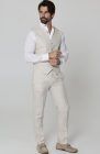 Monaco Vest in Natural, White Bradford, Natural Verona Linen Pants