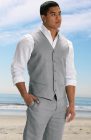 Monaco Linen Vest in Steel Gray
