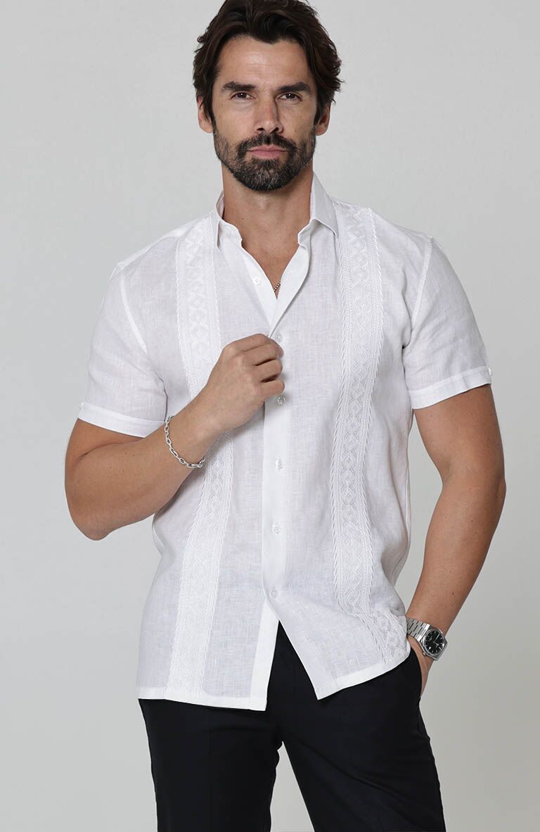 Butterfly Embroidered White Havana with White Embroidery and Charcoal Verona Pant