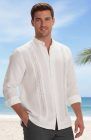 Isola- White With Light Gray Linen Wedding Shirt, Charcoal Verona Pants