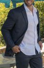 Dark Gray/Charcoal Monte Carlo Linen Suit Jacket, w/Dark Gray Charcoal Verona Pants and White Bradford Shirt.