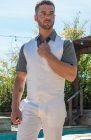 Monaco Linen Vest in White, with White Verona Pants
