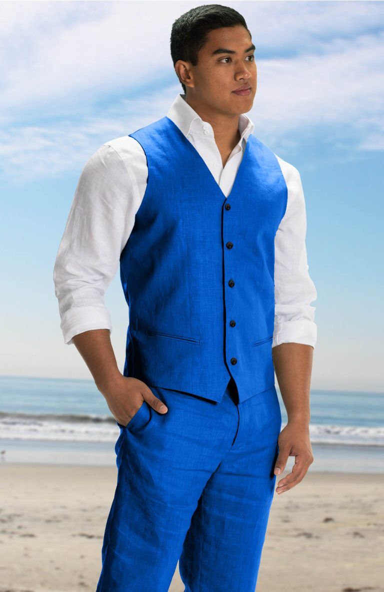 Monaco Vest in Cobalt and Cobalt Pants