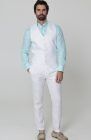 Monaco Linen Vest in White, with White Verona Pants