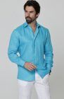 Bradford Italian Linen Shirt in Malibu with White Verona Italian Linen Pants