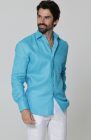 Bradford Italian Linen Shirt in Malibu with White Verona Italian Linen Pants