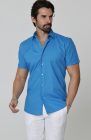 Bradford Deep Ocean Short Sleeve Shirt w/ White Verona Italian Linen Pants