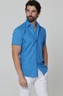 Bradford Deep Ocean Short Sleeve Shirt w/ White Verona Italian Linen Pants
